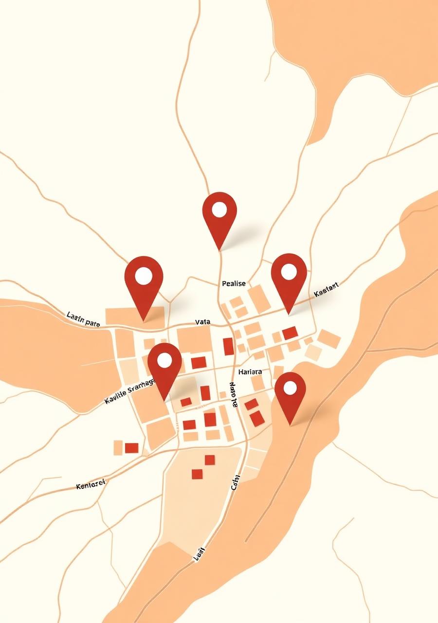 A city map showing audio location pins for a local's FootPrnt